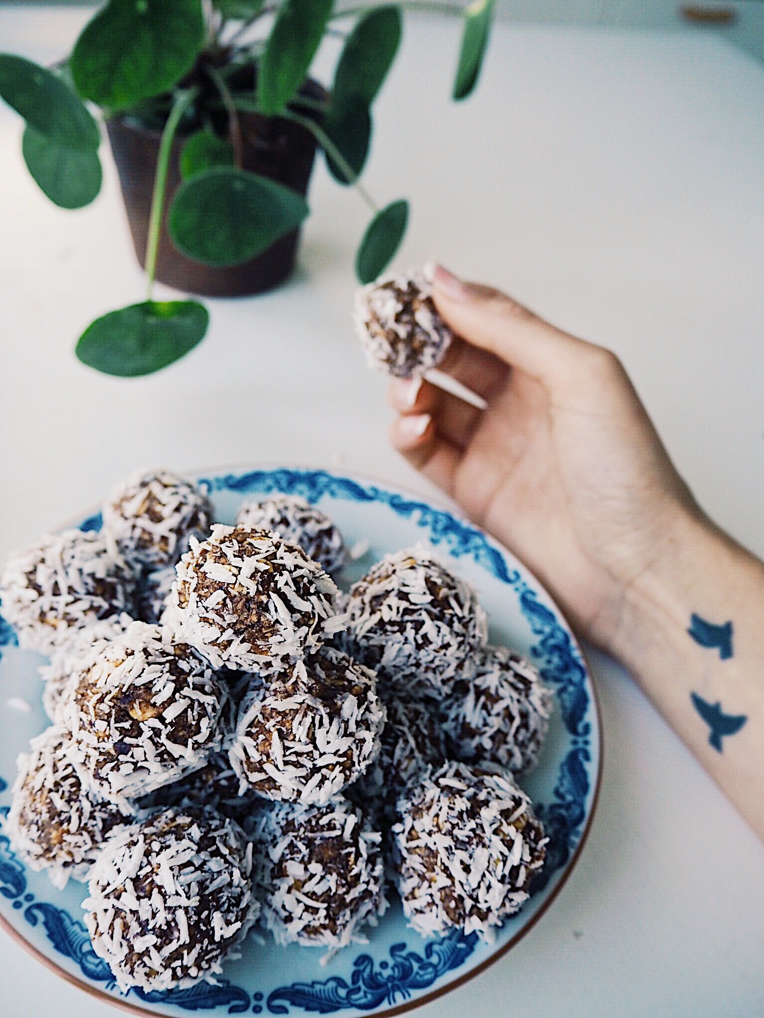 Chokladbollar med proteinpulver - vegan, Veganska dadelbollar med proteinpulver