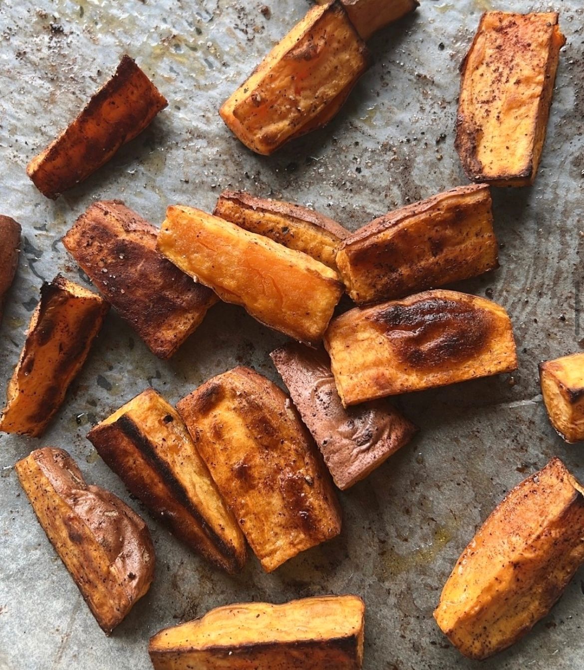 Kanelrostad sötpotatis, Värmade sötpotatis som sidorätt