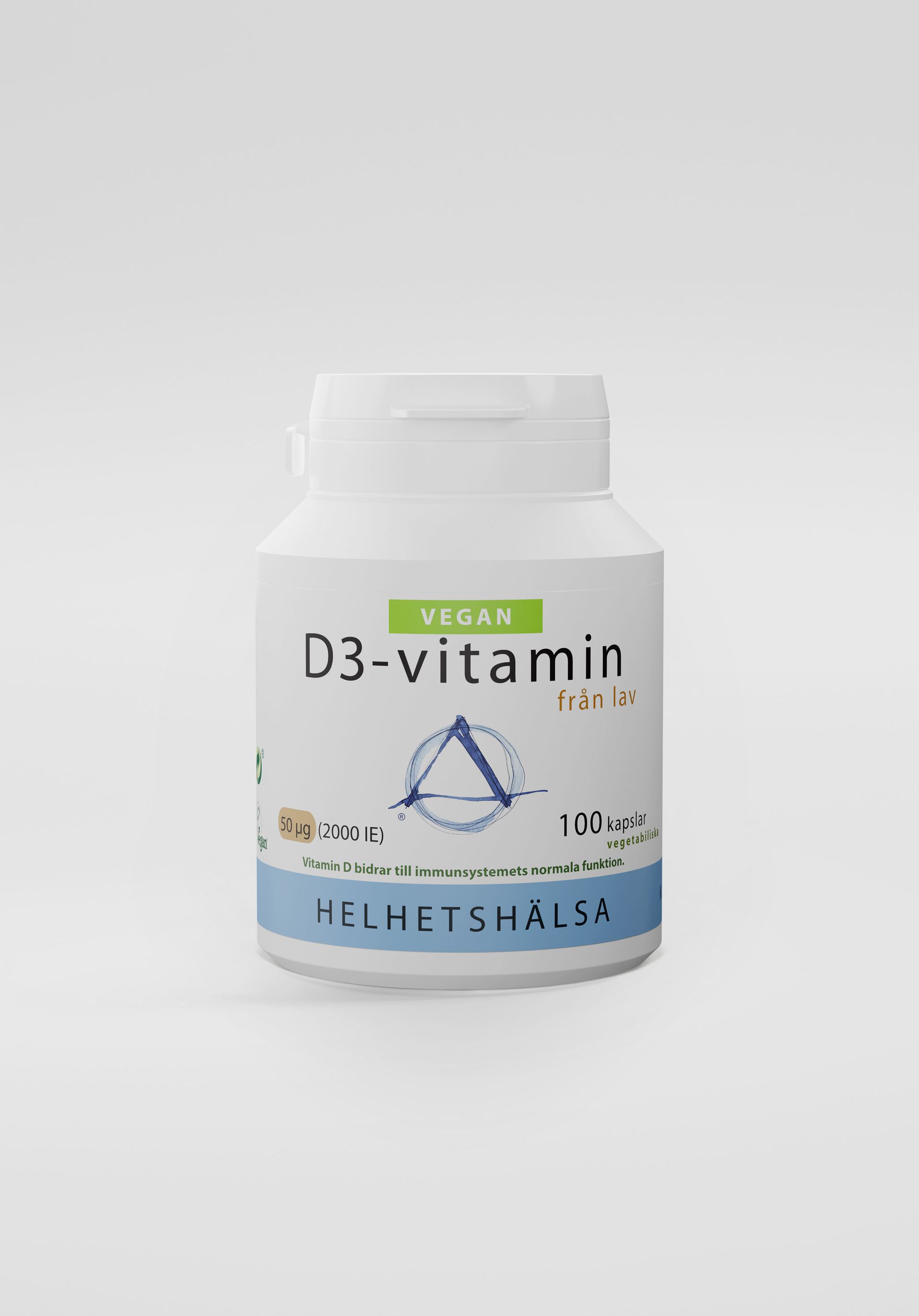 D3-vitamin, 50 µg, vegan, 100 kapslar